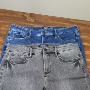 Lot Of 2 NYDJ Women's Marilyn Straight Denim Jeans 1 Blue and 1 Gray Size 10